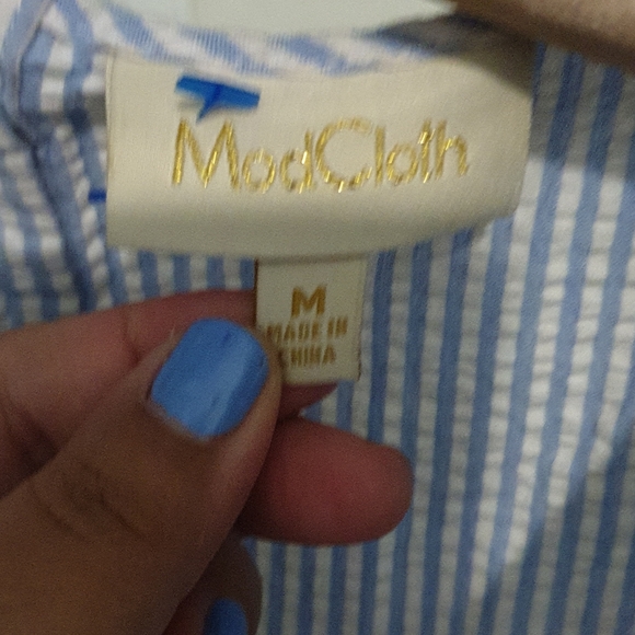 Modcloth baby blue and white striped tank  top - Picture 4 of 6